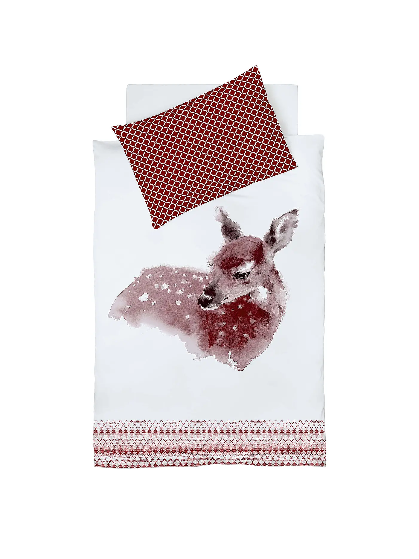 FLEURESSE | Flanell Bettwäsche 70x90cm/140x200cm Aspen Reh Rot | 